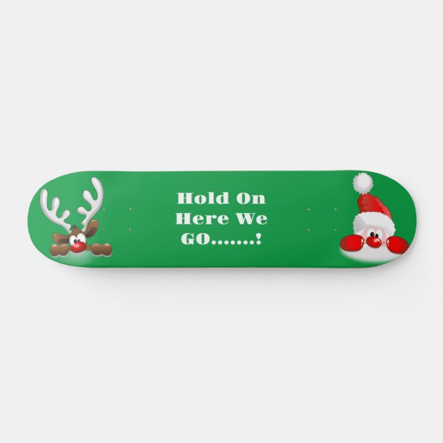 Skateboard Santa Y Reindeer (Horz)