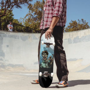 Skateboard Scary Zombie Graveyard Full Moon Funny