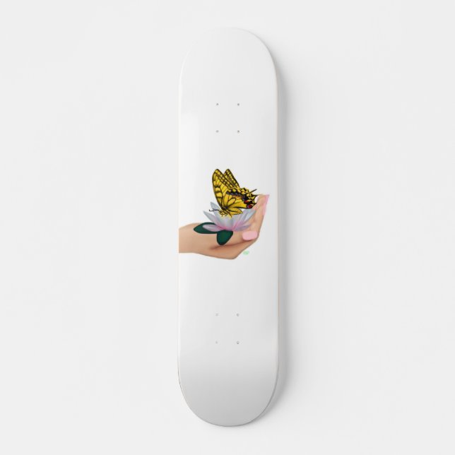 Skateboard Schmetterling en mano (Anverso )
