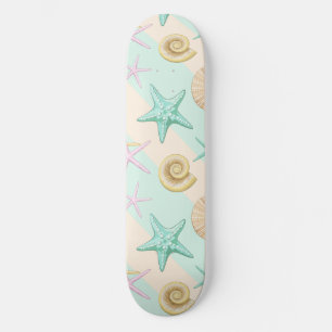 Skateboard Seashells Retro Pastel Sea Life
