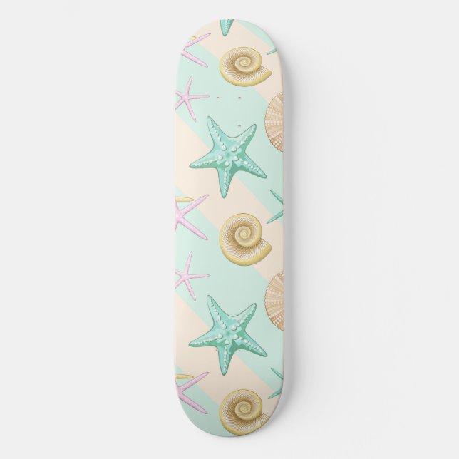 Skateboard Seashells Retro Pastel Sea Life (Anverso)