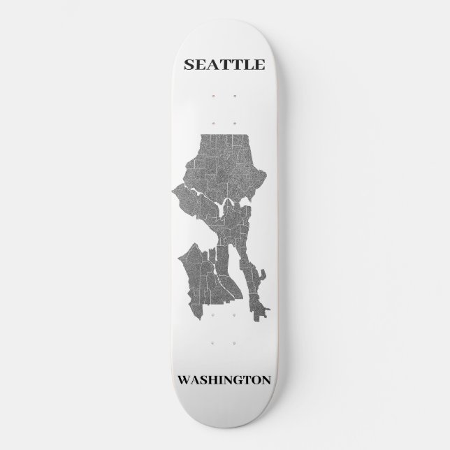 Skateboard Seattle, Washington Map Art (Anverso)