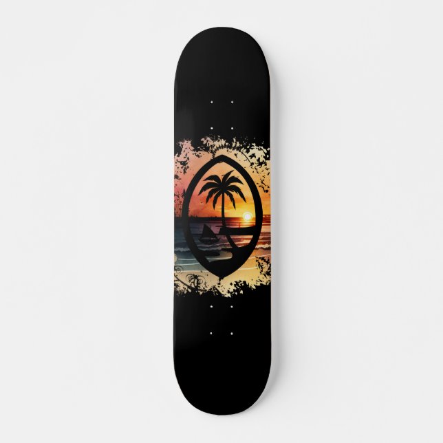 Skateboard Sello de Guam al atardecer (Anverso )