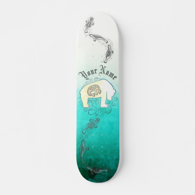 Skateboard Sellos inuit personalizados y oso polar (Anverso )