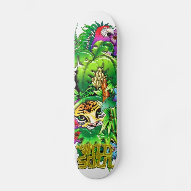 Skateboard Selva de animales salvajes y plantaciones (Anverso)
