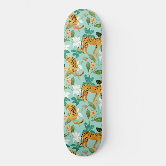 Skateboard Selva de guepardo, naturaleza salvaje Gatos Tigres (Anverso)