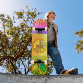 Skateboard Señales de paz coloridas psicodélicas retro unisex