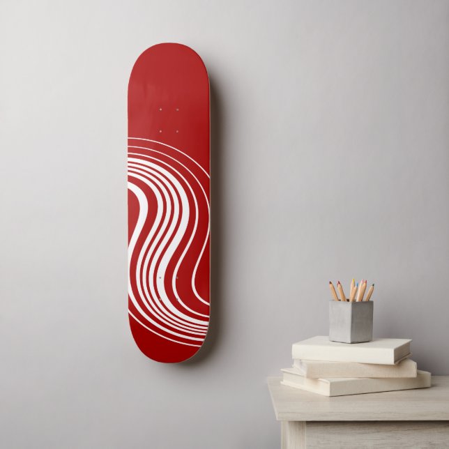 Skateboard Sencilla remodelación en rojo y blanco (Arte de la pared)