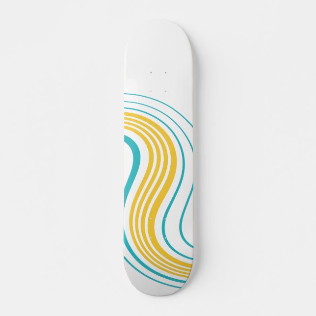 Skateboard Sencillo Swirl - Turquesa y Amarillo (Anverso )