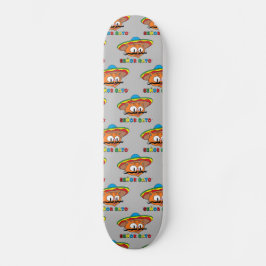 Skateboard Señor Gato Cartoon Mustache cat with Fiesta Hat