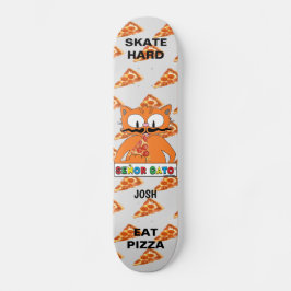 Skateboard Senor Gato Skate Hard Eat Pizza Personalizado