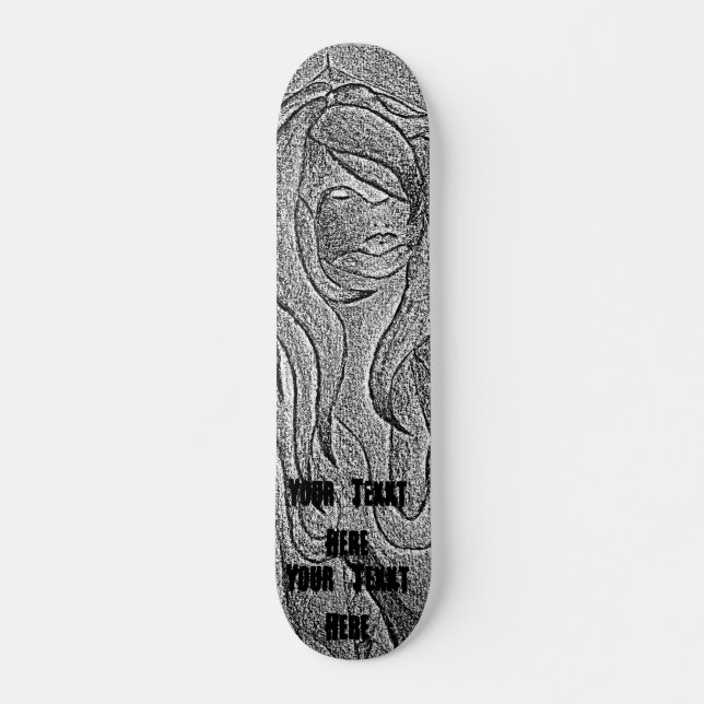 Skateboard señora de presentación blanco y negro del arte (Anverso )