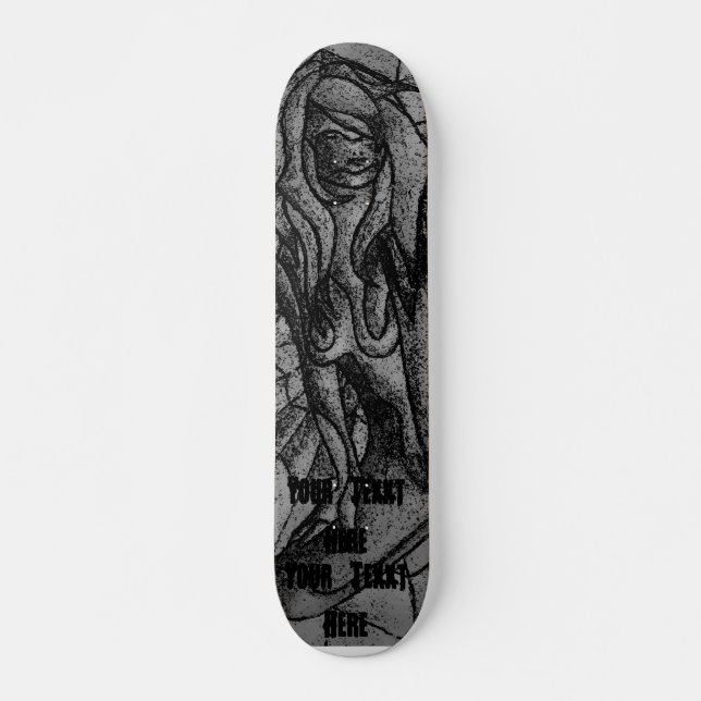 Skateboard señora de presentación blanco y negro del arte (Anverso )