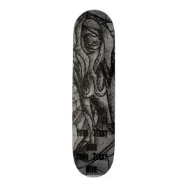 Skateboard señora de presentación blanco y negro del arte