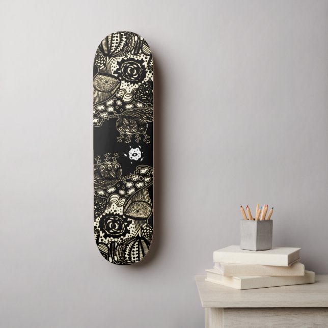 Skateboard Sepia Black (Arte de la pared)
