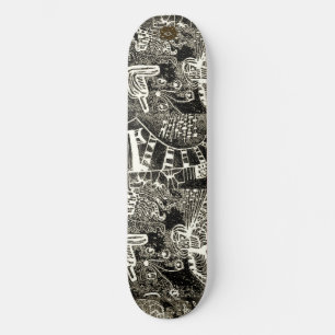 Skateboard Sepia Negro Abstracto