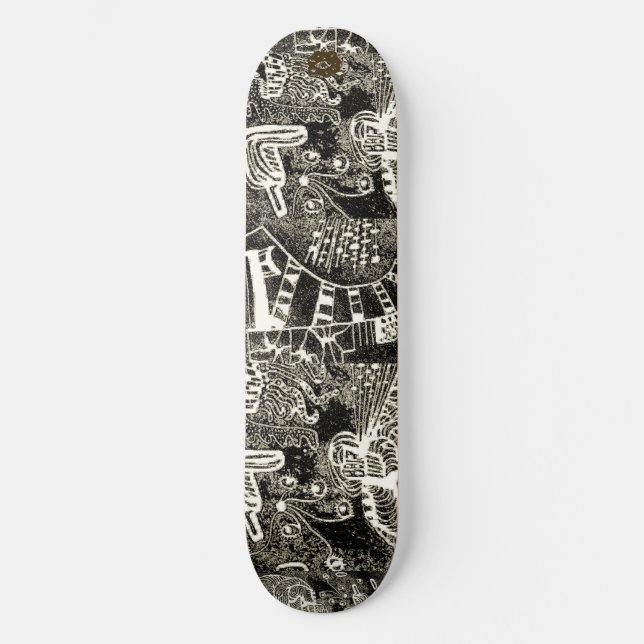 Skateboard Sepia Negro Abstracto  (Anverso)