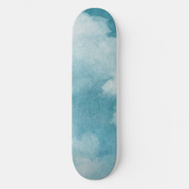 Skateboard Serene Horizon Dreams Watercolor Azul y Blanco