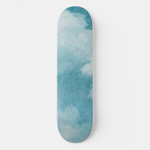 Skateboard Serene Horizon Dreams Watercolor Azul y Blanco