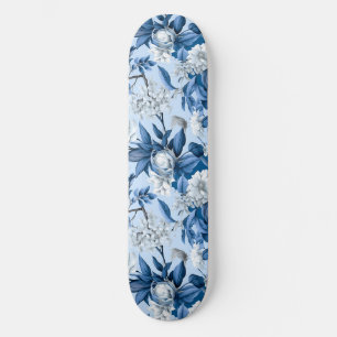 Skateboard Serie Chinoserie Azul y Blanco Diseño 3