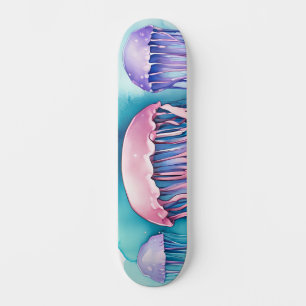 Skateboard Serie de Acuarela: Medusas