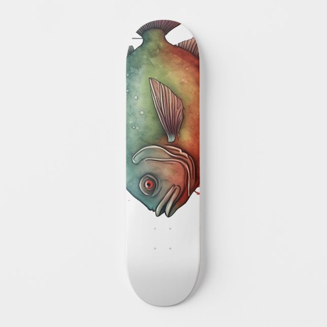 Skateboard Serie de Acuarela: Piraña (Anverso)