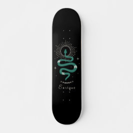 Skateboard Serpiente Celestial Verde Místico y Nombre Espuma 
