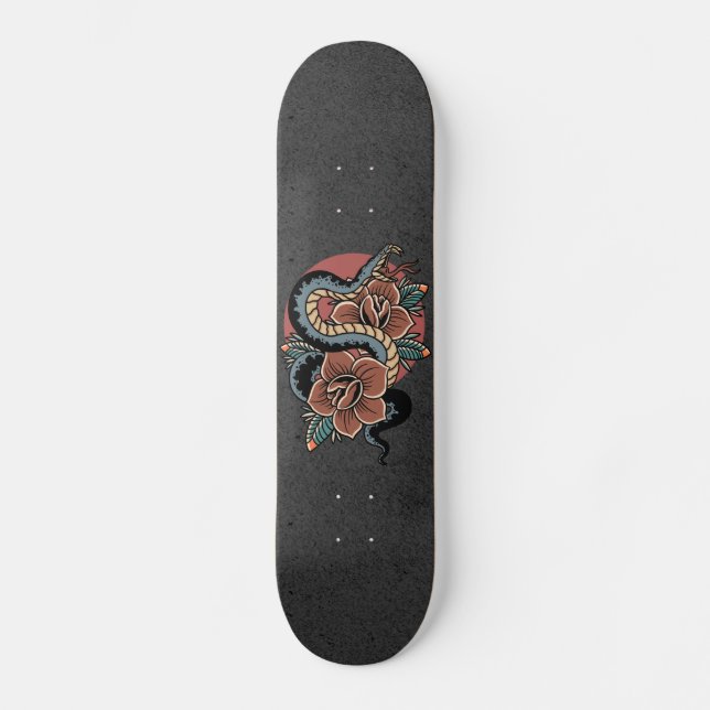 Skateboard Serpiente floral Mistic Grunge Ilustracion Esotéri (Anverso)