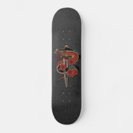 Skateboard Serpiente floral y Ilustracion de garganta de espa