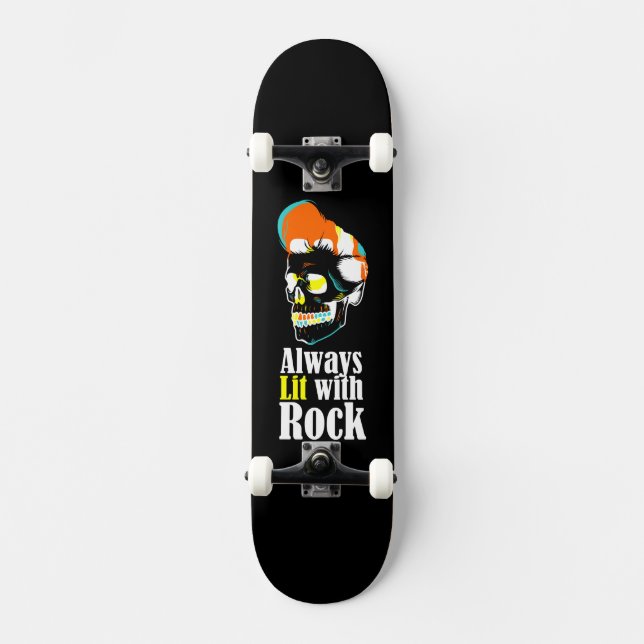Skateboard Siempre iluminado con rock (Anverso)