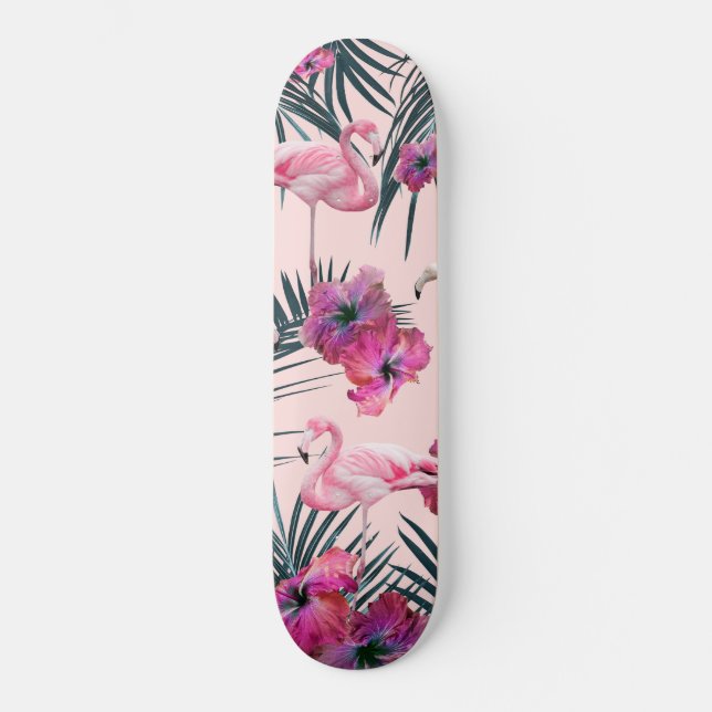 Skateboard Siesta de la jungla de Flamingo #2 #tropical (Anverso)