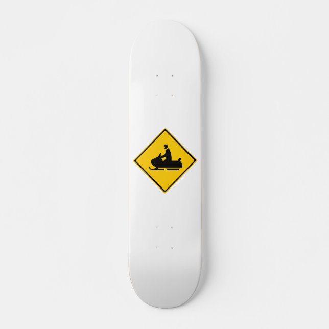 Skateboard Signo de advertencia de moto de nieve en invierno (Anverso )