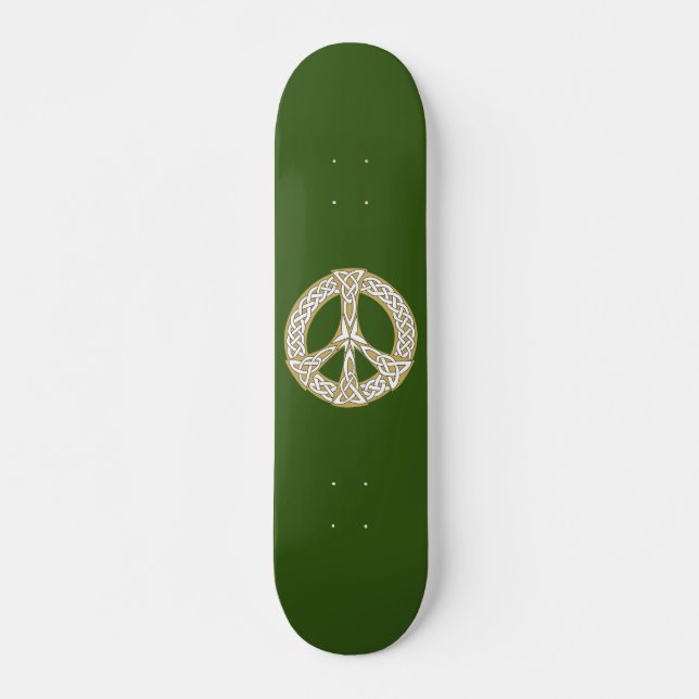 Skateboard Signo de paz celta dorada y blanca (Anverso )
