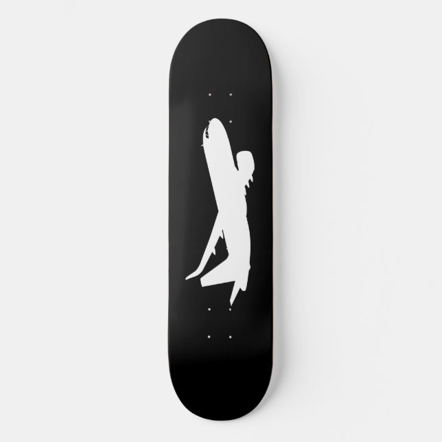 Skateboard Silhouette de línea de aviones Jet Flying Black De (Anverso)
