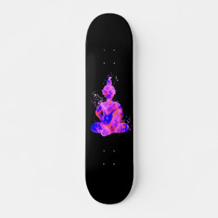 Skateboard Silueta de Budda Espacial Púrpura