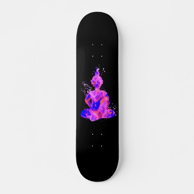 Skateboard Silueta de Budda Espacial Púrpura (Anverso )