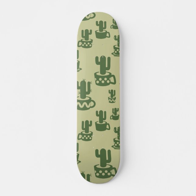 Skateboard Silueta de cactus suculenta en tazas y macetas (Anverso )