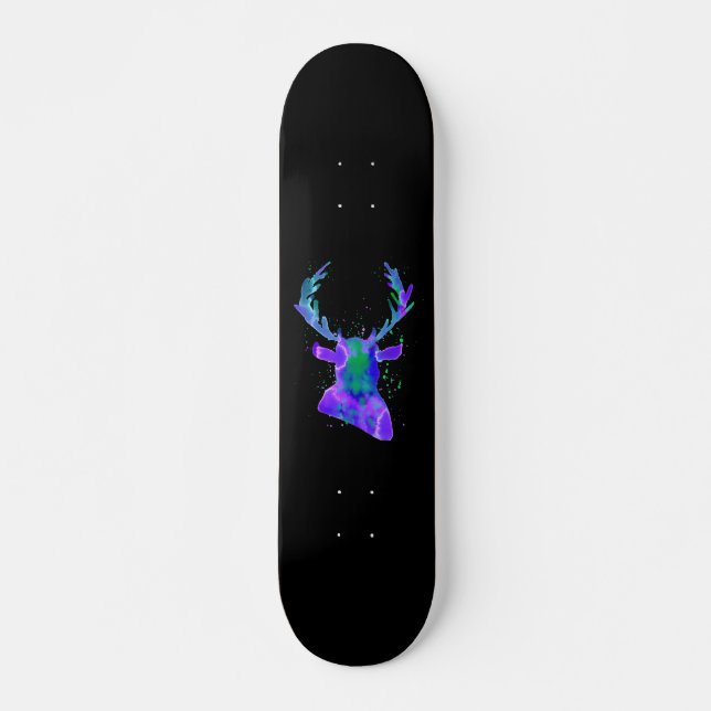 Skateboard Silueta de Ciervo Púrpura (Anverso )