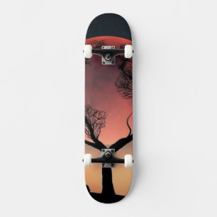 Skateboard Silueta de Cuerno de Ciervo en Puesta de Sol Skate
