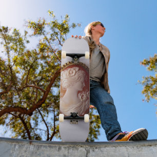 Skateboard Silueta de mujer cameo vintage