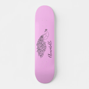 Skateboard Silueta de pavo real con nombre personalizado