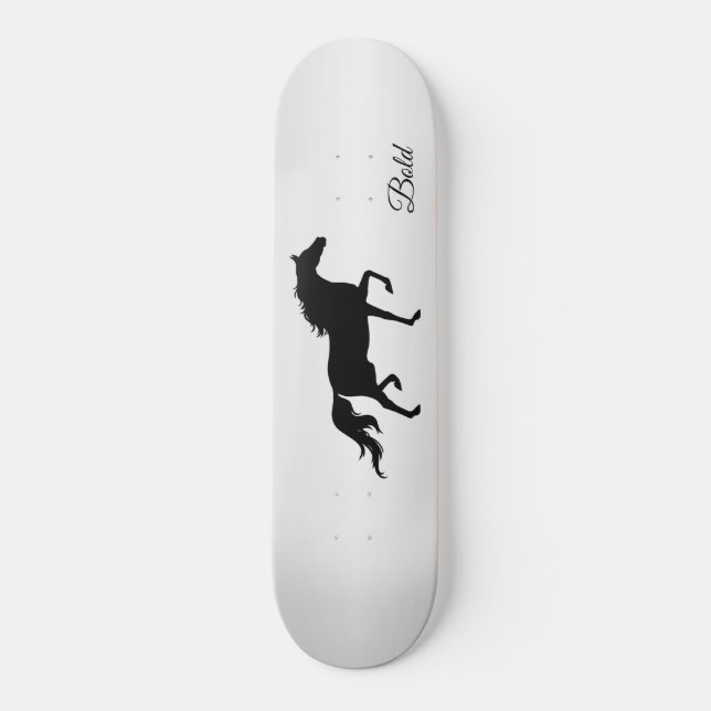 Skateboard Silueta elegante de caballo negro sobre gradiente  (Anverso)