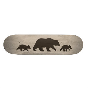 Skateboard Siluetas de oso grizzly con crías