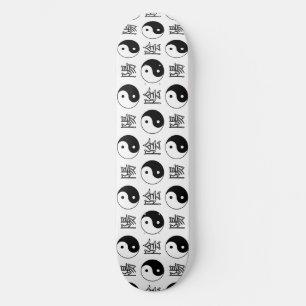 Skateboard Símbolo blanco de Yinyang patrón chino