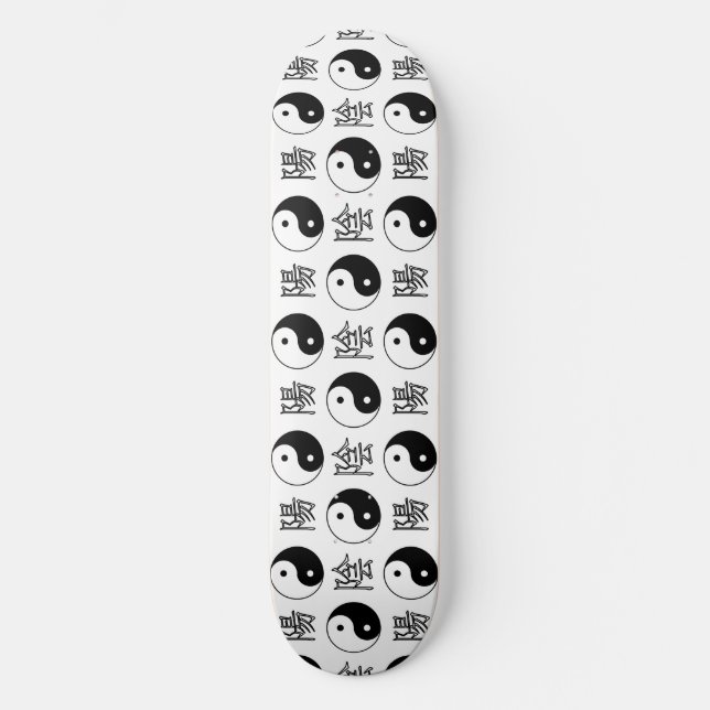 Skateboard Símbolo blanco de Yinyang patrón chino (Anverso)