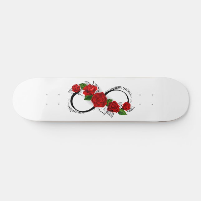 Skateboard Símbolo de infinito con rosas rojas (Horz)