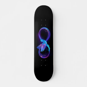 Skateboard Símbolo de infinito neón con colibrí brillante