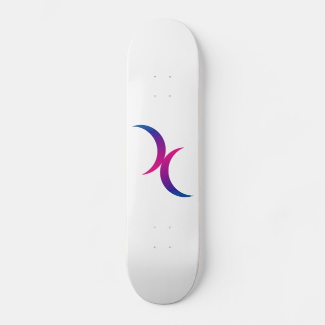 Skateboard Símbolo de orgullo bisexual de luna de luna doble  (Anverso)