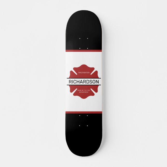Skateboard Símbolo del logotipo rojo del bombero personalizad (Anverso )