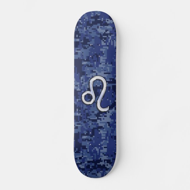 Skateboard Símbolo del zodiaco de Leo en los azules marinos (Anverso)